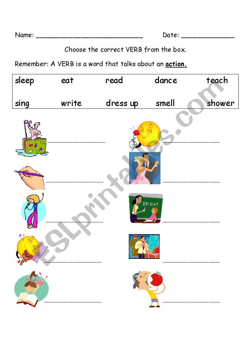 English Worksheets Choosing The Correct Verb