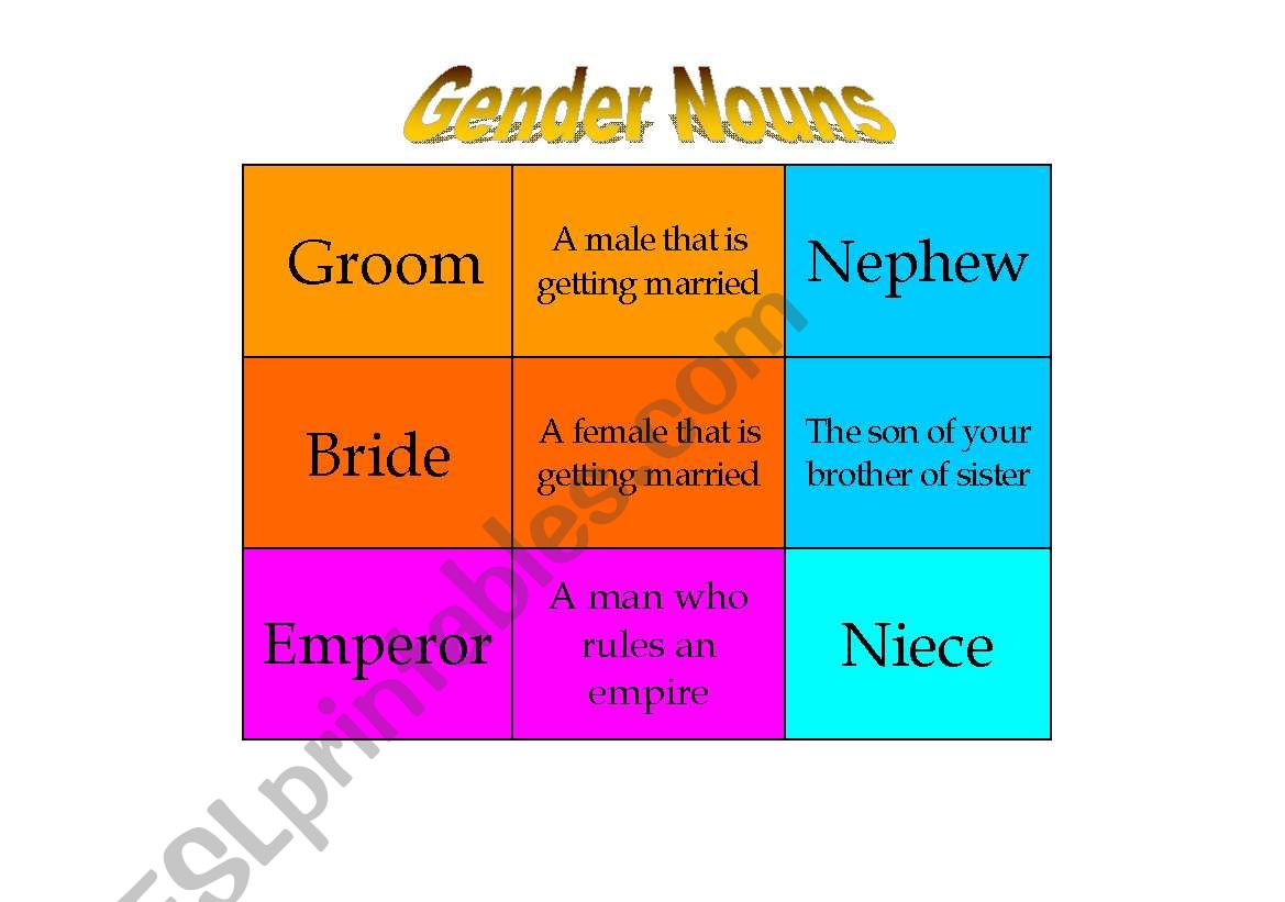 Gender Nouns worksheet