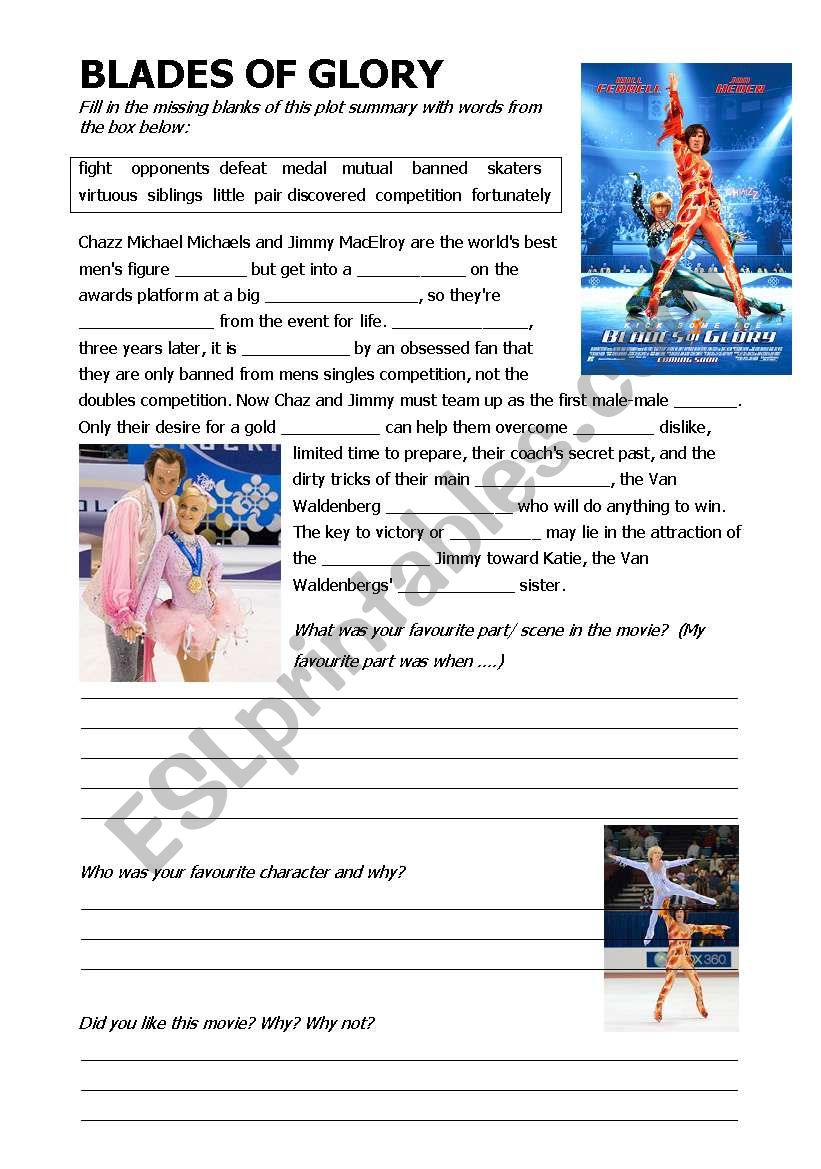 Blades of Glory worksheet