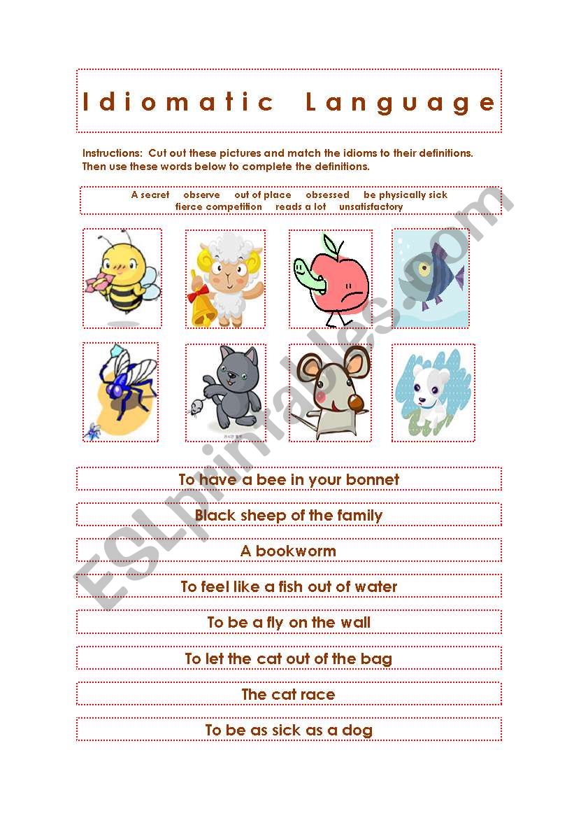 Idiomatic Language: Animals worksheet