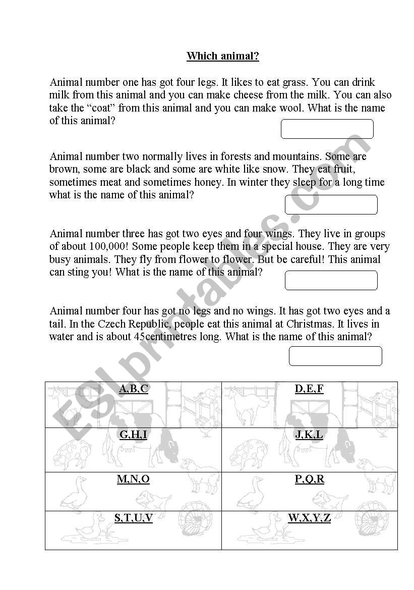 Which animal ... worksheet