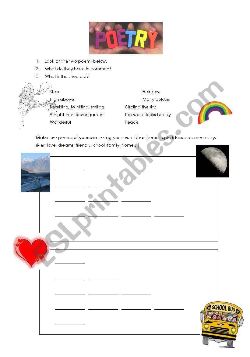 Writing Poems worksheet