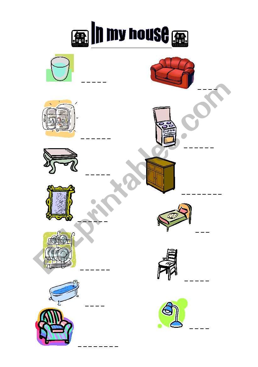 furniture vocabulary  worksheet