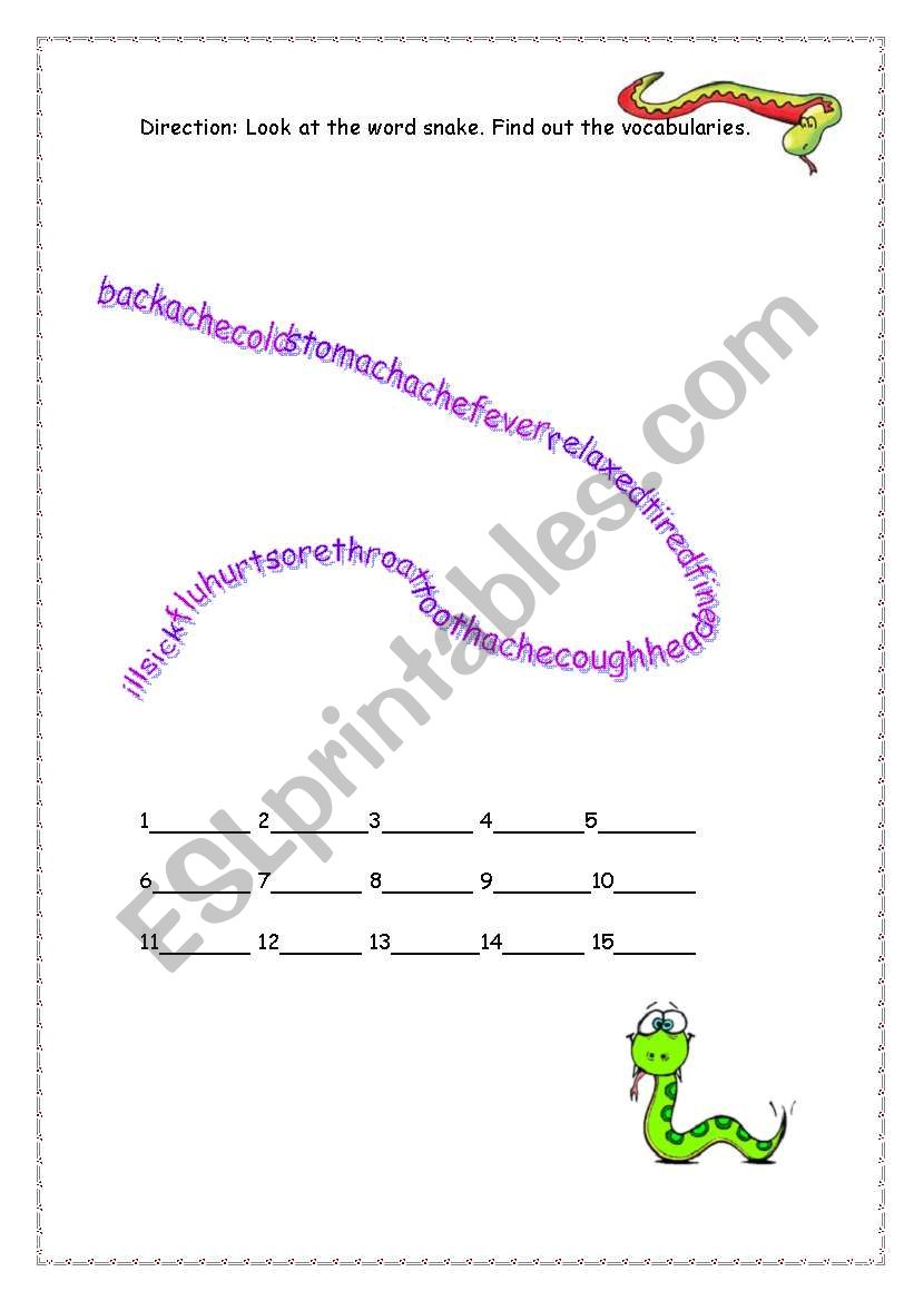 word snake worksheet