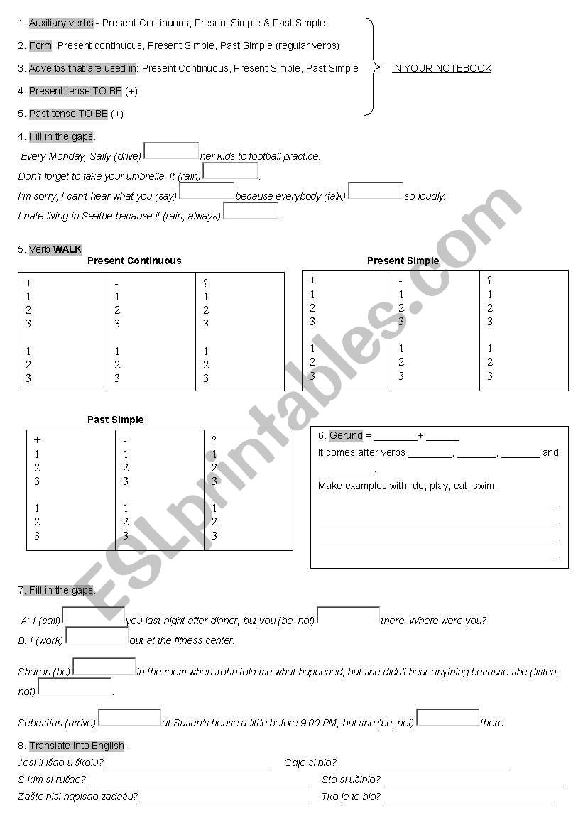 grammar revision worksheet