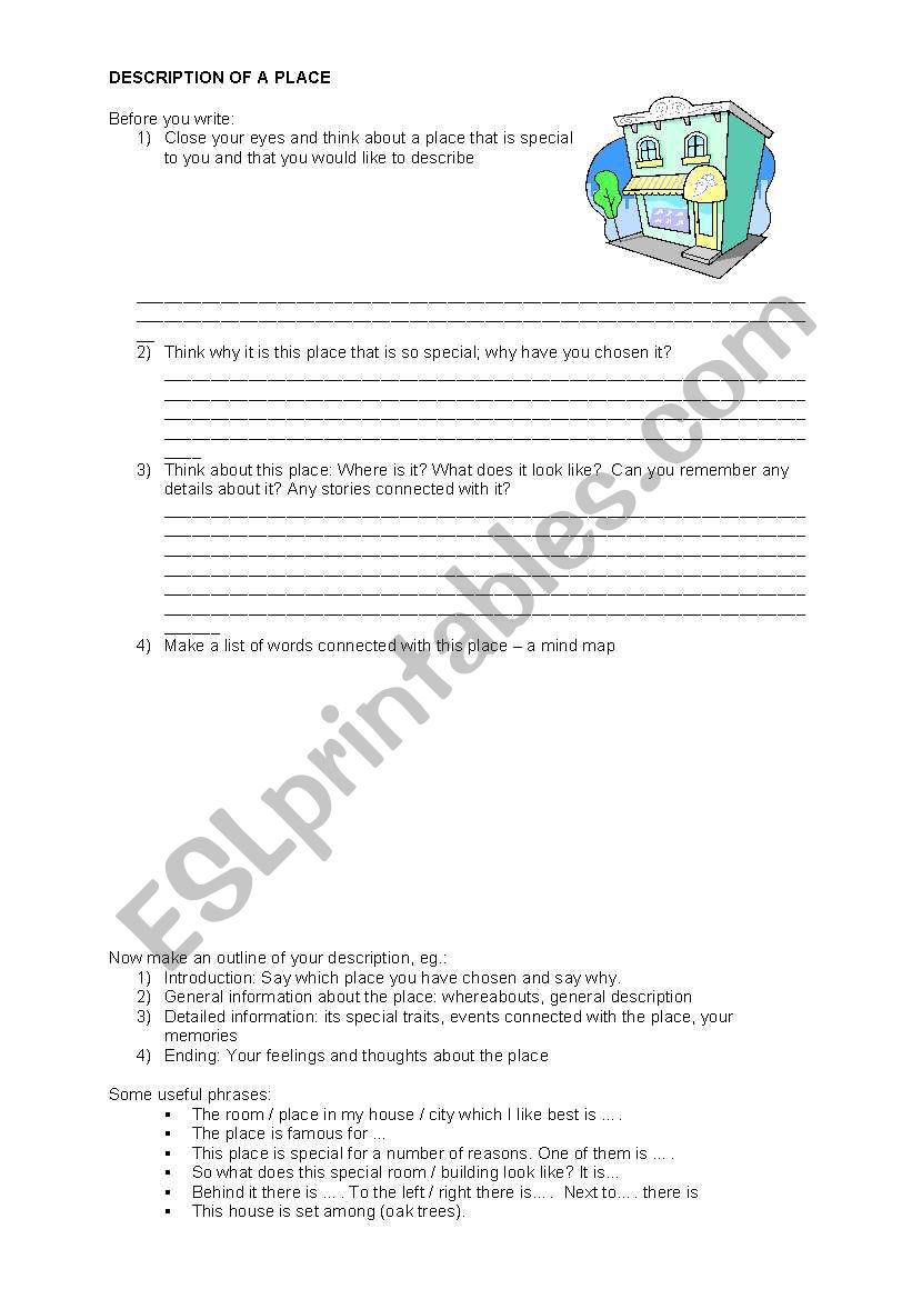 description of a place worksheet