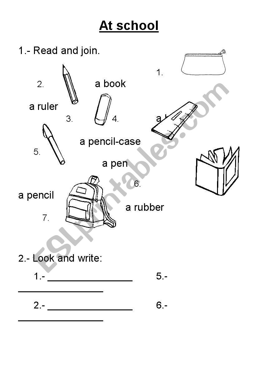 At school worksheet