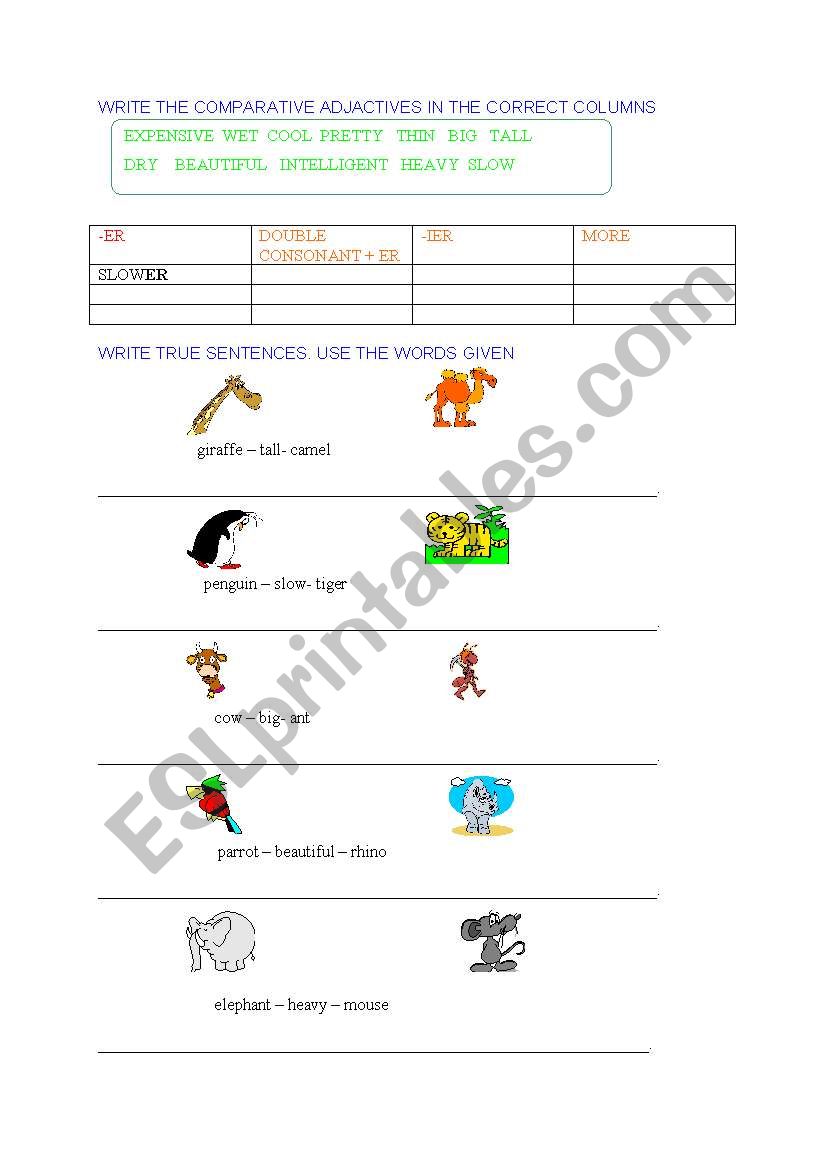 COMPARATIVES worksheet