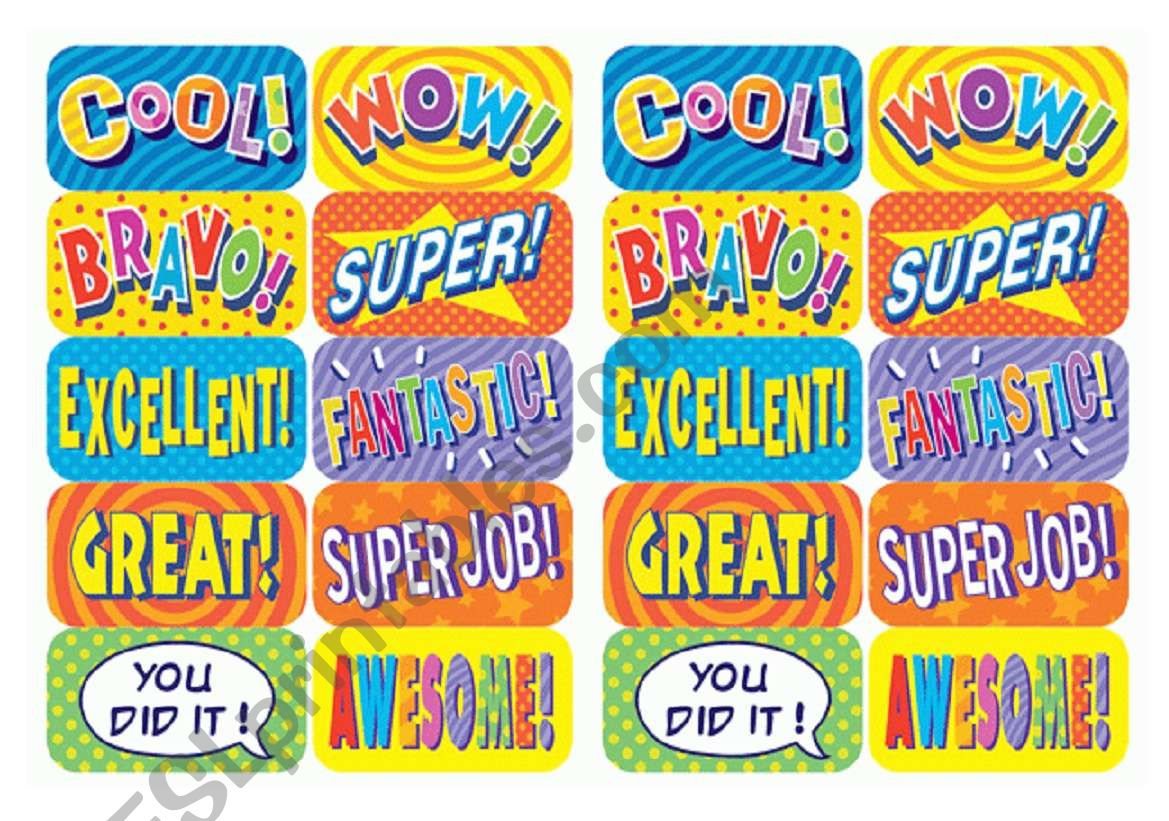 coOL stickers worksheet