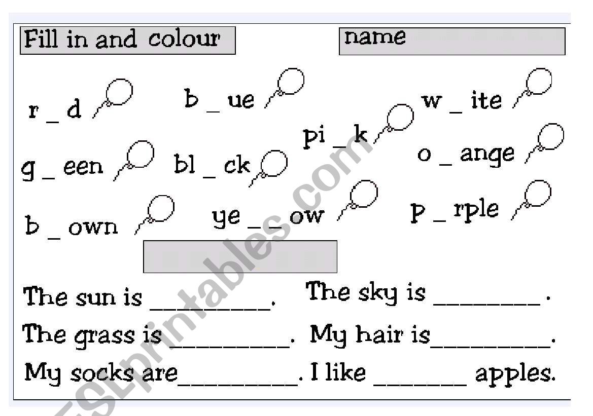 Fill in the missing letters worksheet