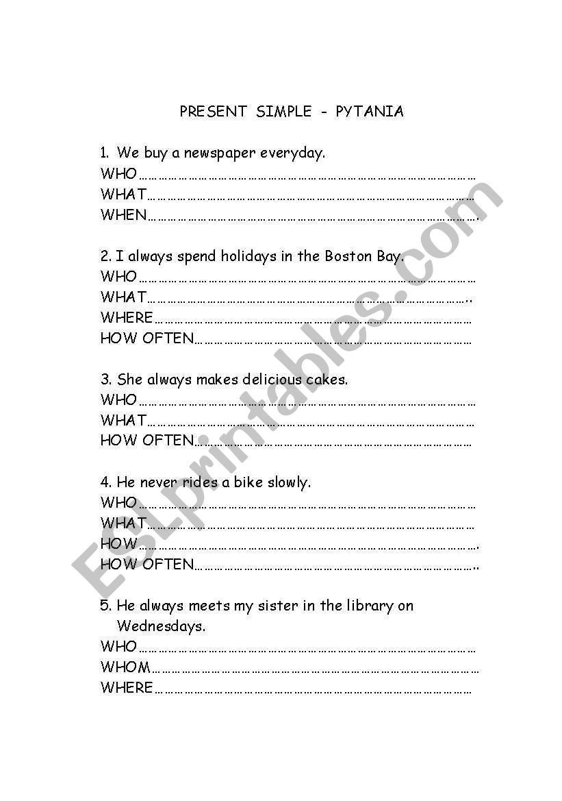 Present Simple - Question Exercise