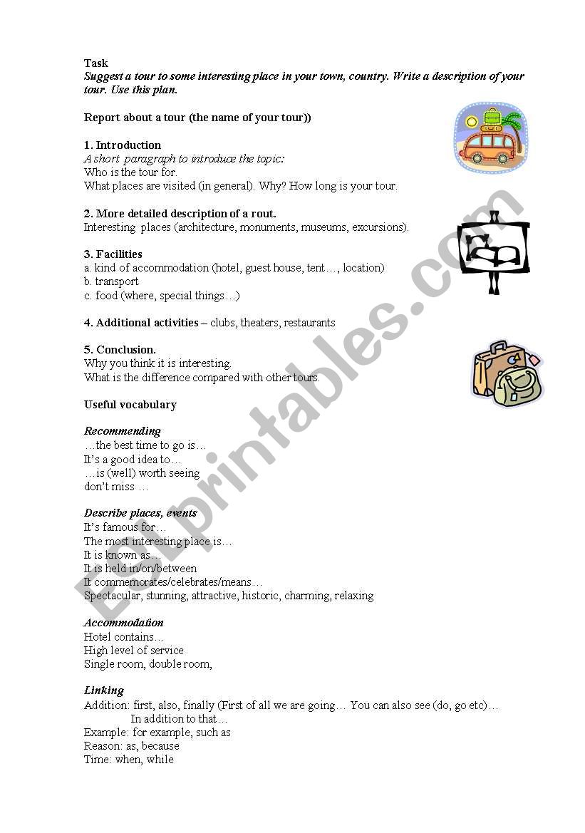 How to write a report about a tour - ESL worksheet by Gelenka How to write a report about a tour - ESL worksheet by Gelenka