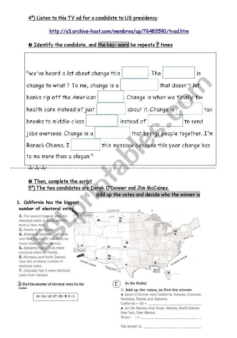 us elections PART 3 worksheet