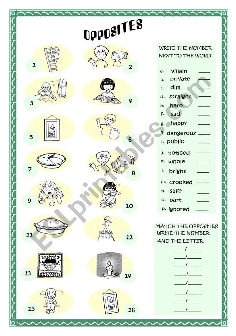 OPPOSITES 2ND PART worksheet