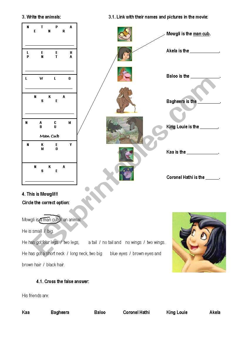 Animals: The Jungle Book worksheet