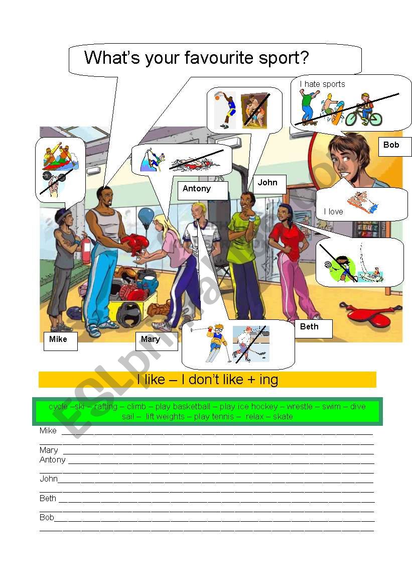 WHATS YOUR FAVOURITE SPORT? worksheet
