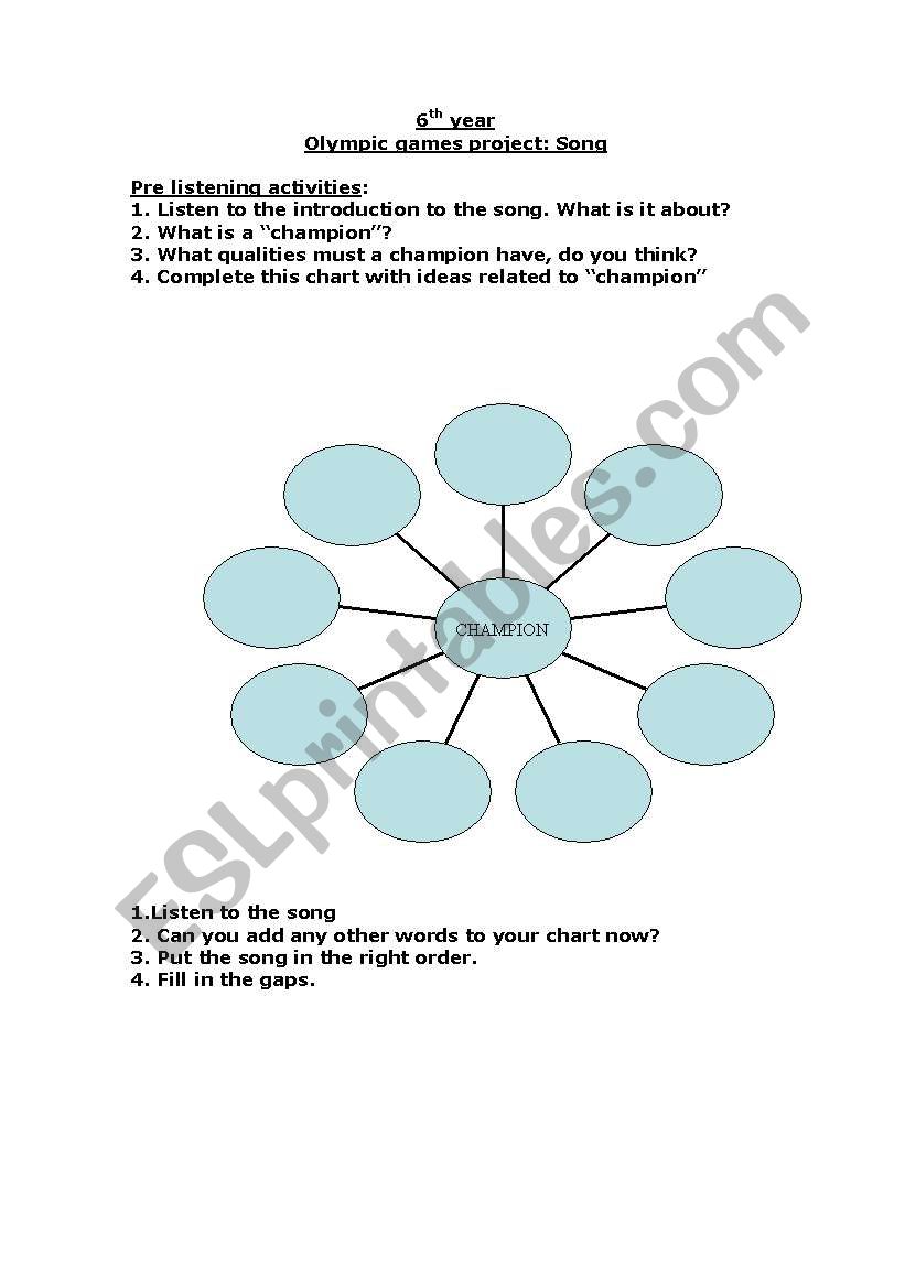 We are the champions by Queen worksheet