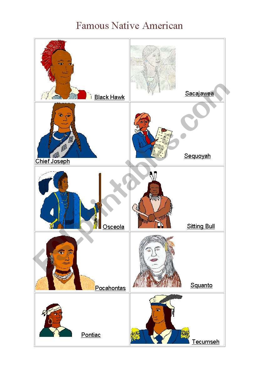 famous native americans worksheet