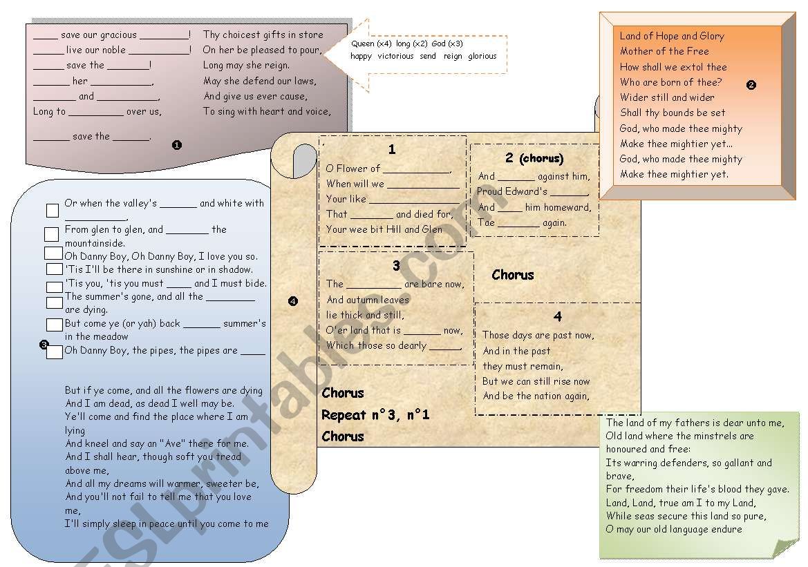 British anthems (part1) worksheet