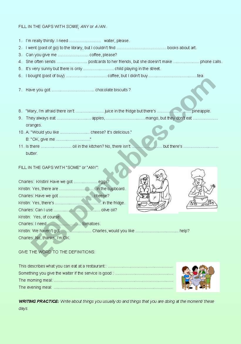 Using some and any! worksheet