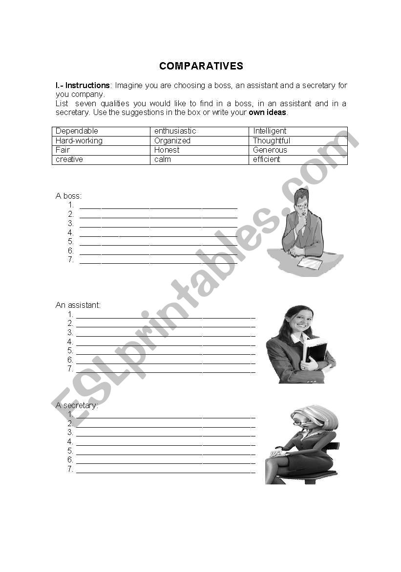 Comparatives worksheet