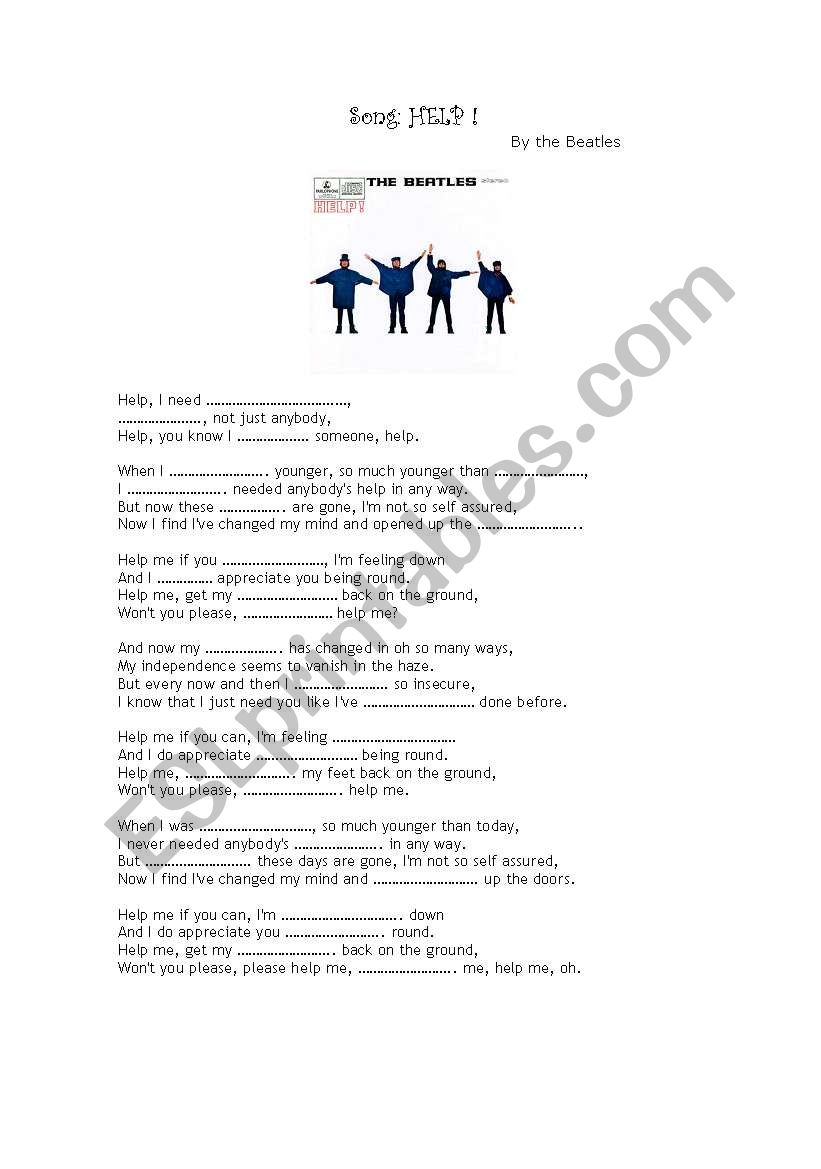 Song: Help! by The Beatles worksheet