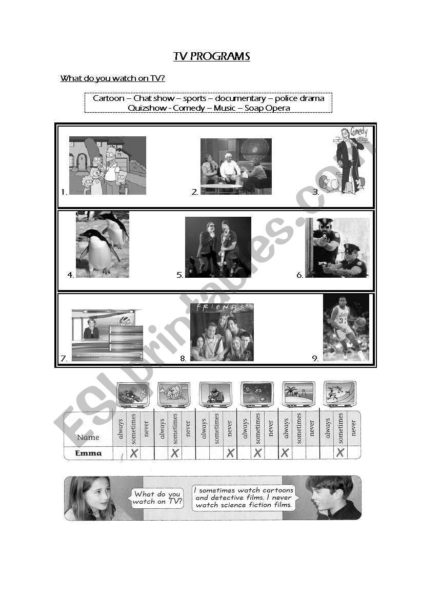 TV Programms  worksheet