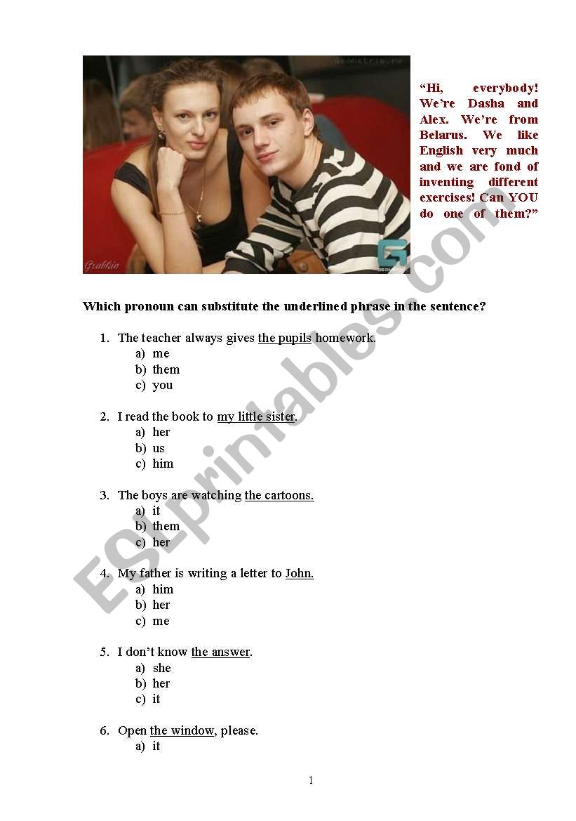 PRONOUNS worksheet