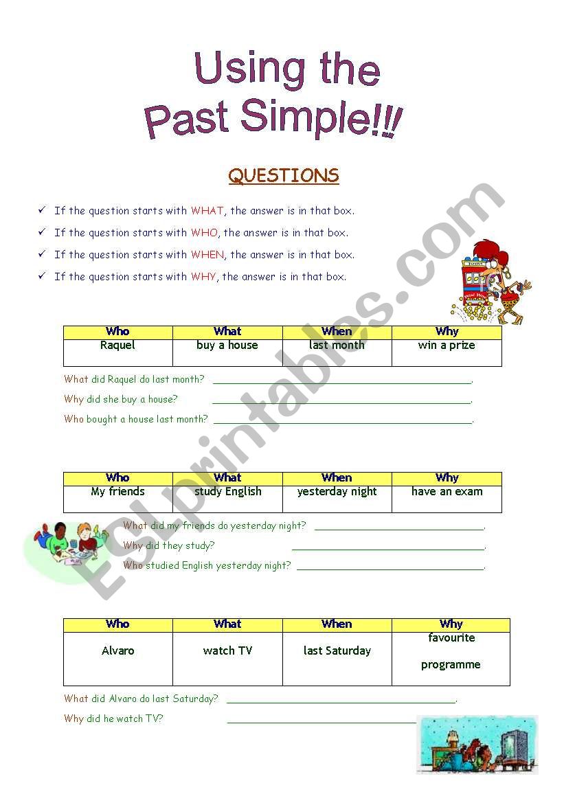 simple past !!!!   questions worksheet