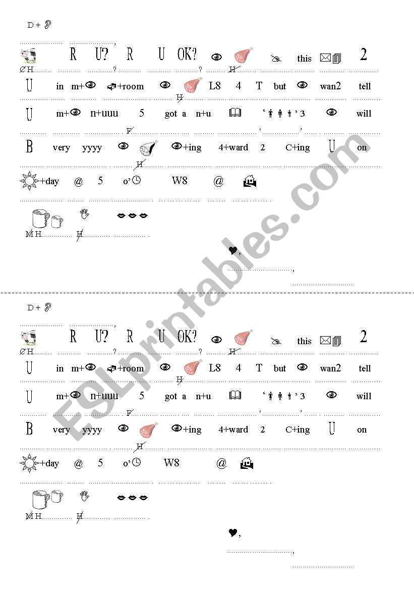 A coded letter worksheet