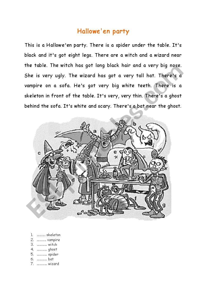 A Halloween party worksheet