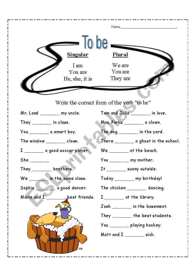 To Be worksheet