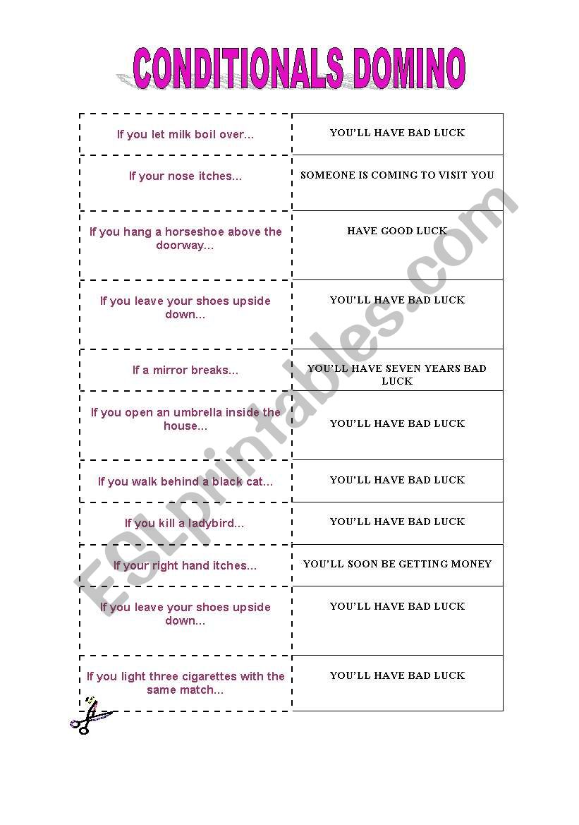 Conditionals domino worksheet