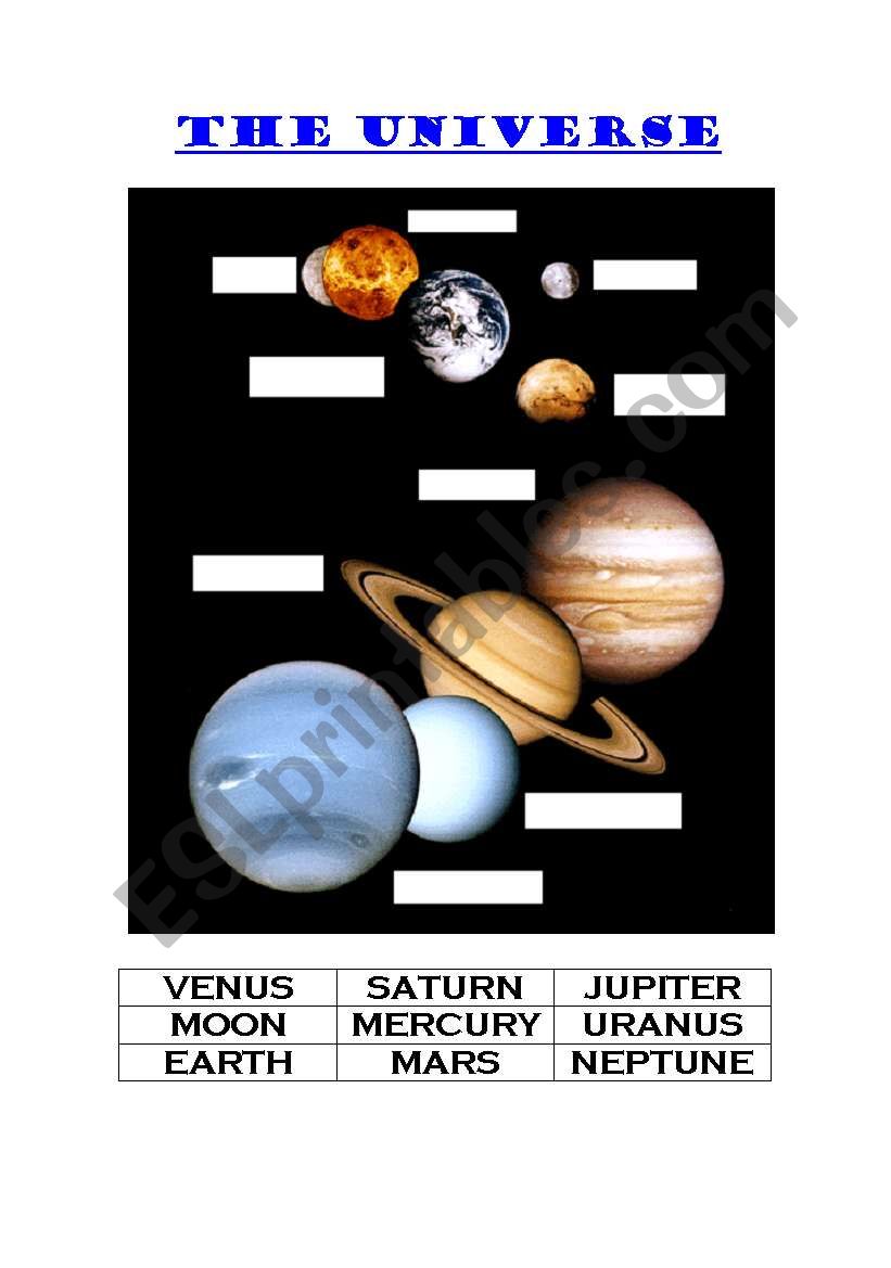 The Universe worksheet