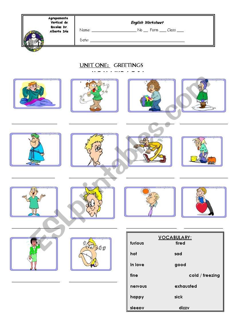 How are youÂ´? worksheet
