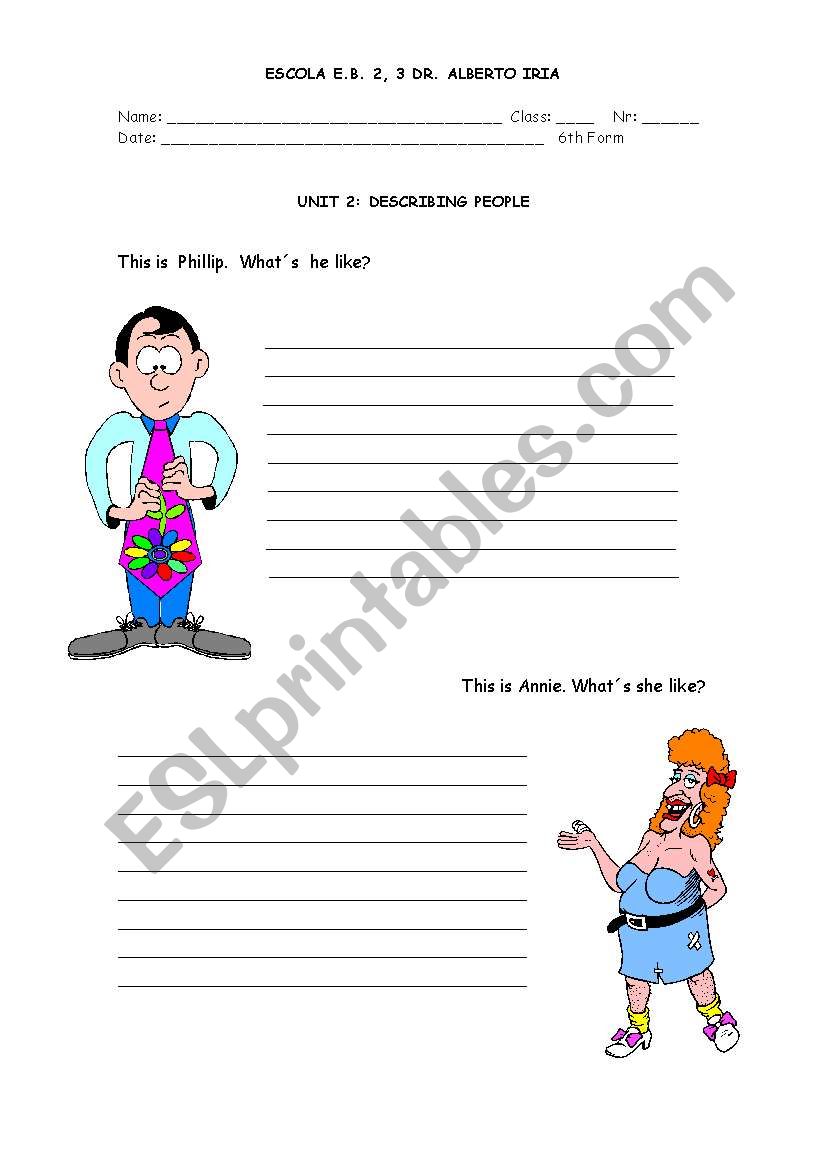 Physical description worksheet