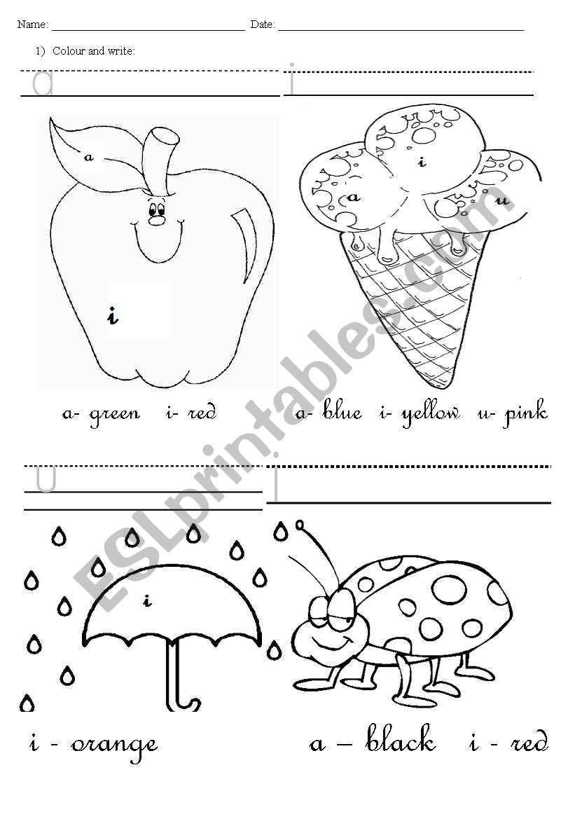 First vowels/first colours in English