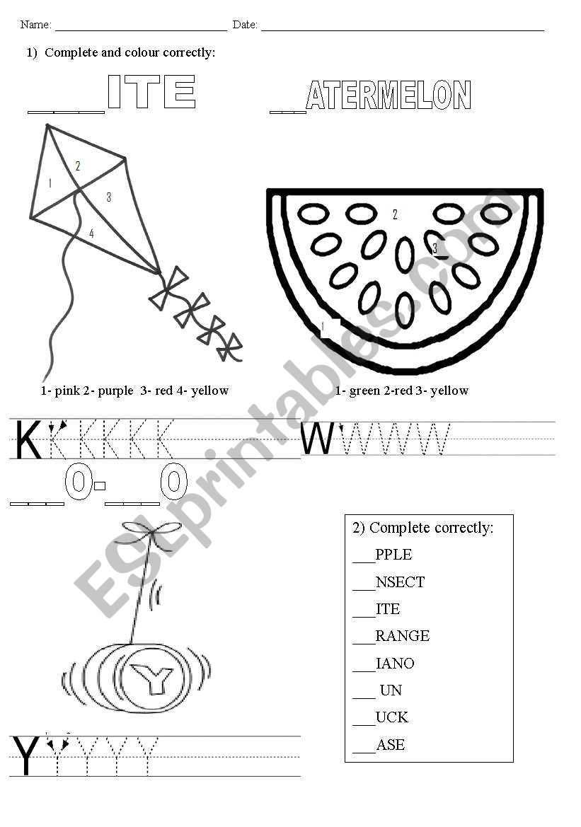 K/Y/W worksheet