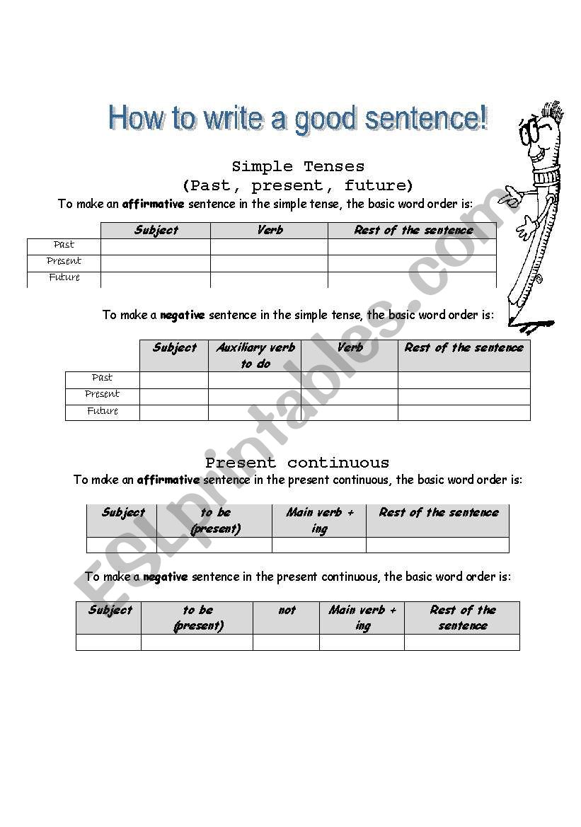 How to write a complete sentence - ESL worksheet by paduc17