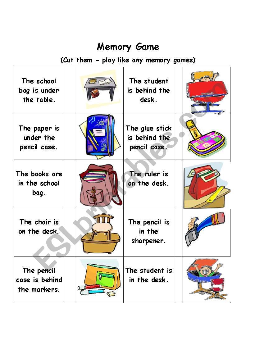Memory Game worksheet