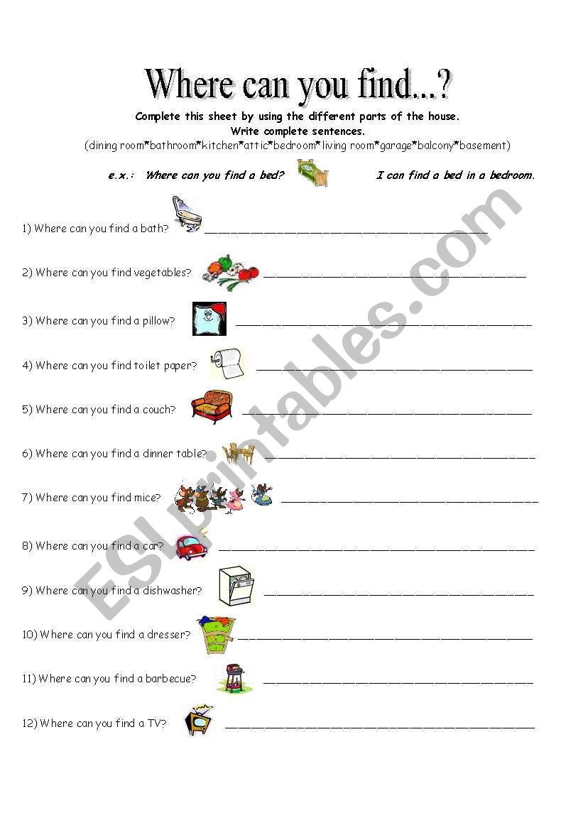 Where can you find? worksheet