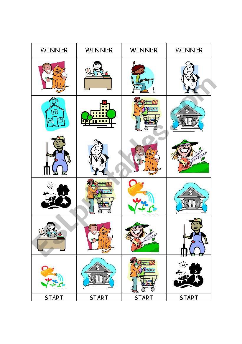 JOBS AND PLACES BOARD GAME worksheet