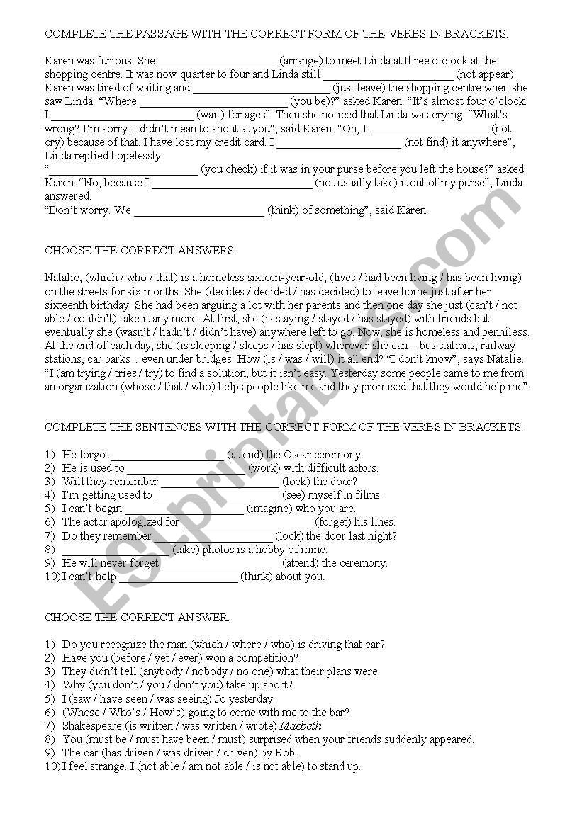 tenses worksheet