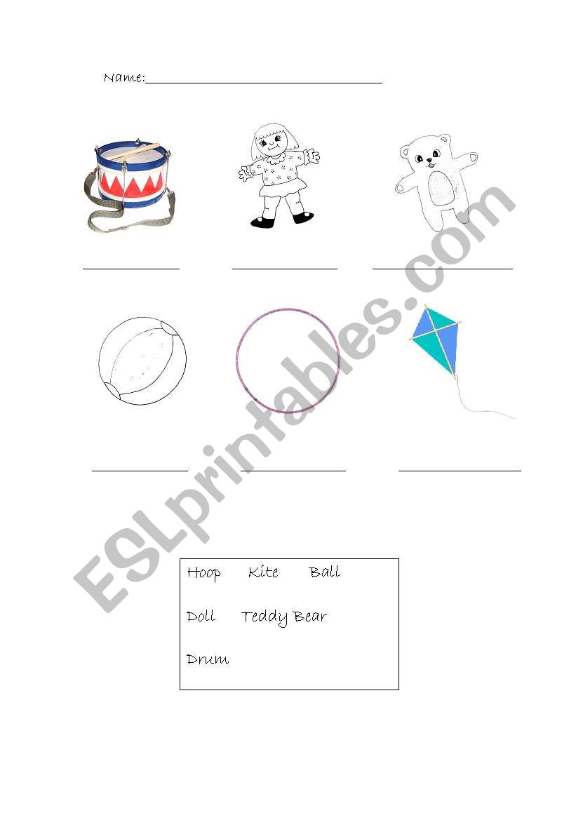 Toys worksheet