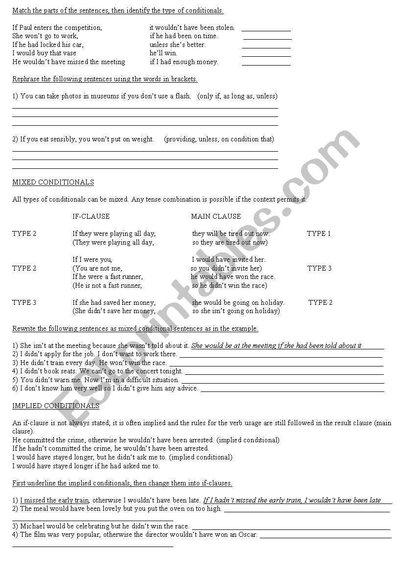 mixed and implied conditionals