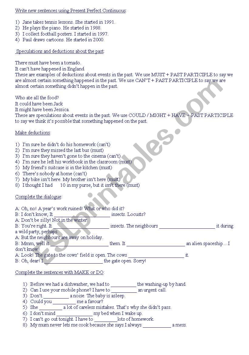 tenses, modal verbs and make/do