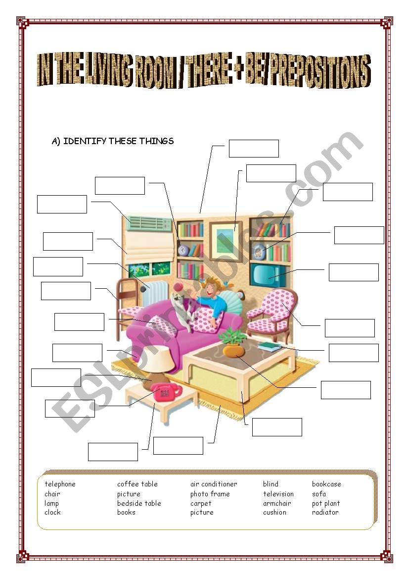 THERE + BE / PREPOSITIONS worksheet