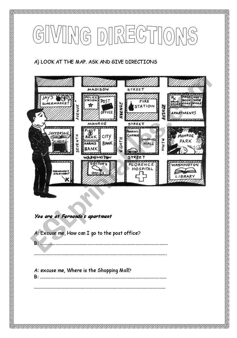 GIVING DIRECTIONS worksheet