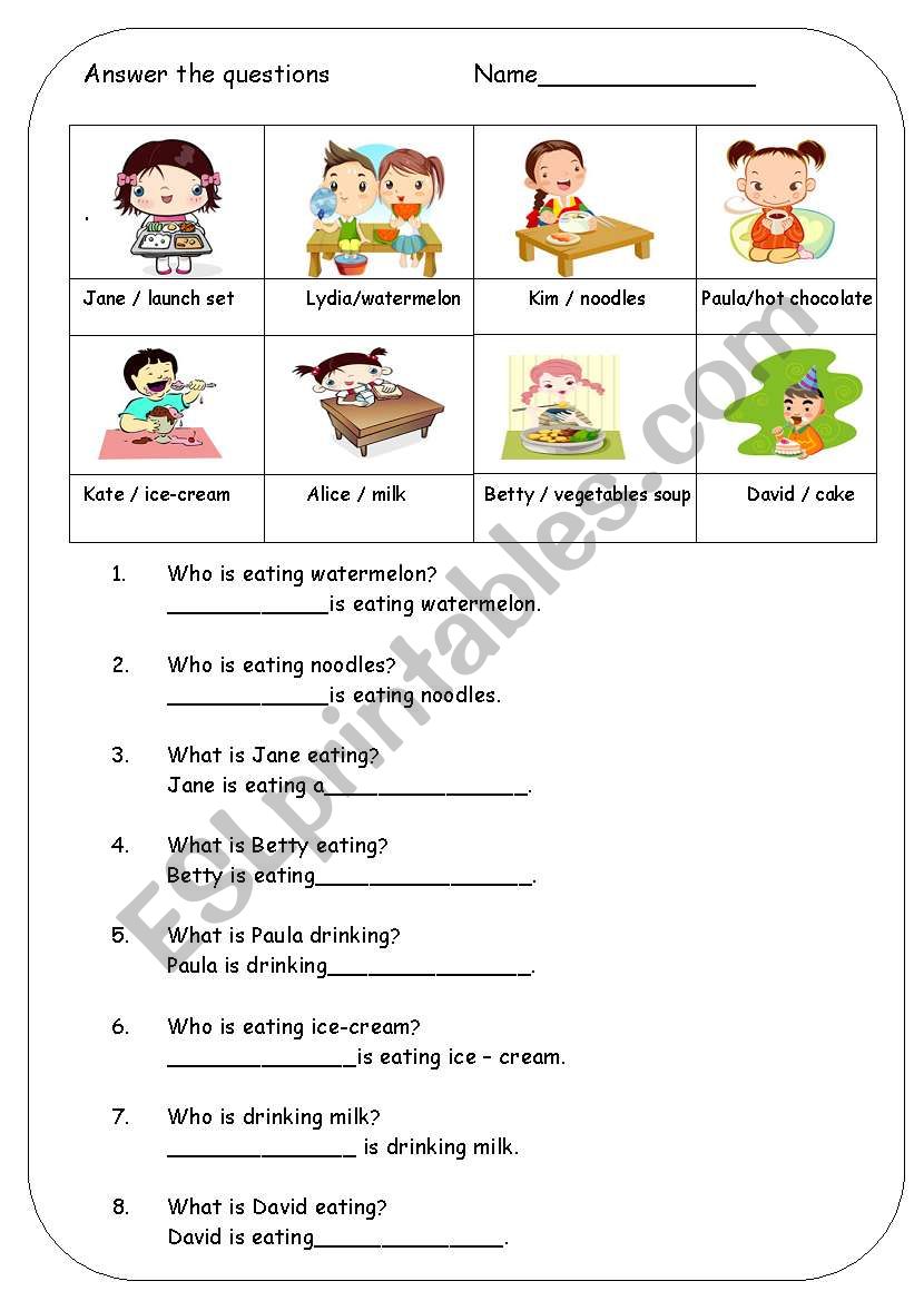 Who is eating ? worksheet