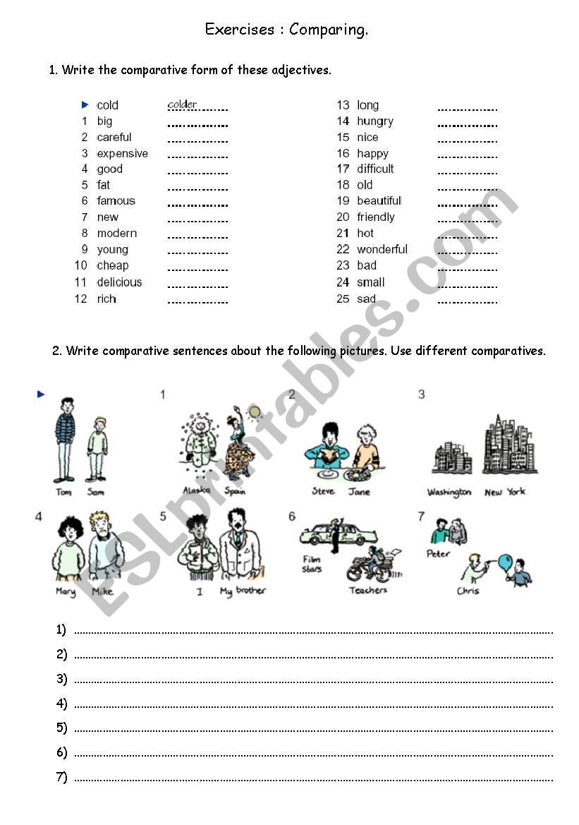 Comparatives and superlatives exercises